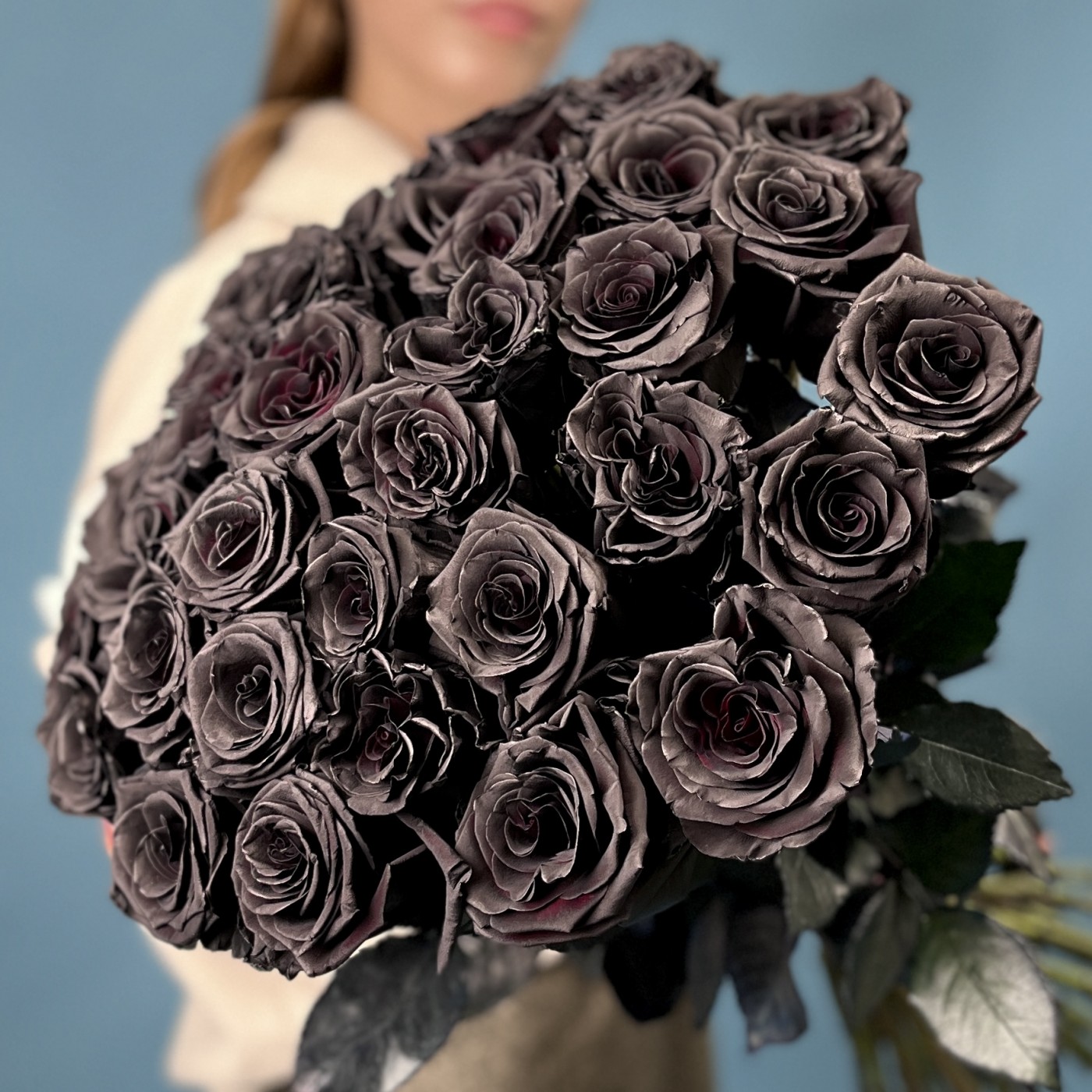 Букет из 35 чёрных роз Premium