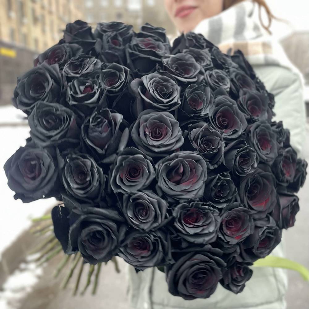 Букет из 45 чёрных роз Premium